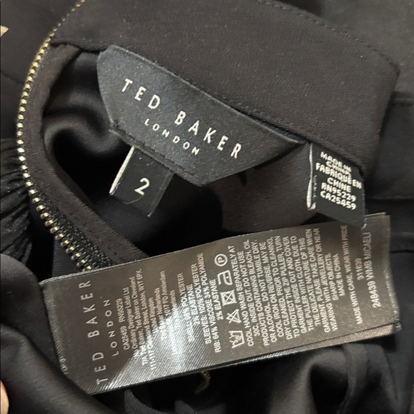 Ted Baker Micaeli Black Organza Puff Sleeve Top Gold Zip Size 2 (M) - Picture 16 of 16
